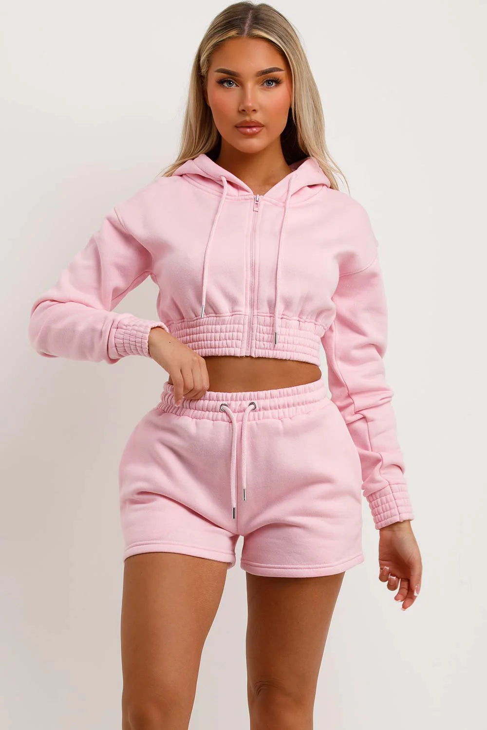 Conjunto de chándal corto y shorts ROSA